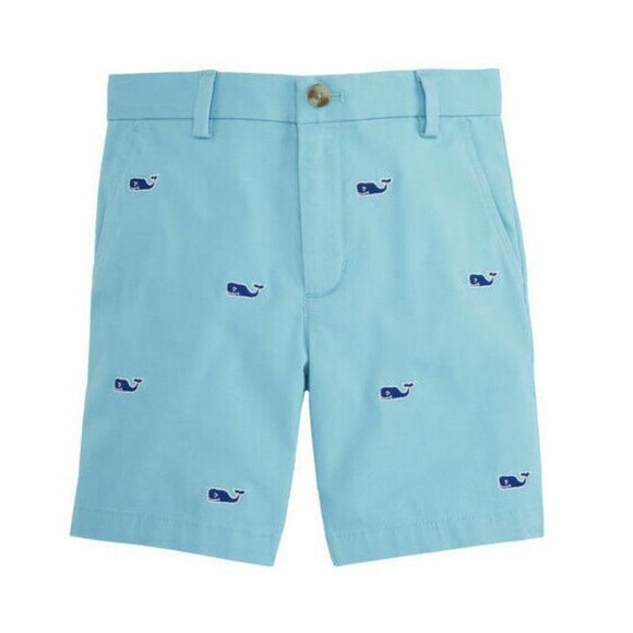 NWT Vineyard Vines Boys Whale Embroidered Breaker Short Aqua Ocean Size 16